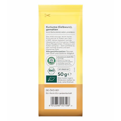 LEBENSBAUM Kurkuma (Gelbwurz), gemahlen, Bio-Gewürz für Reisgerichte, Currys, Chutneys & Smoothies, 50 g — Abbildung 3