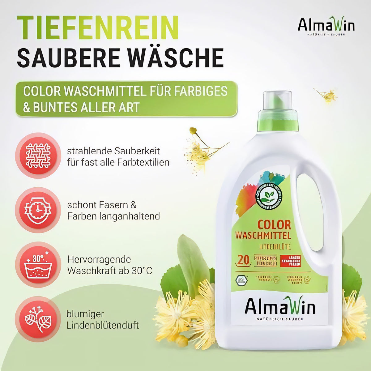 AlmaWin Color Waschmittel Flüssig - mit Lindenblüten — Abbildung 2