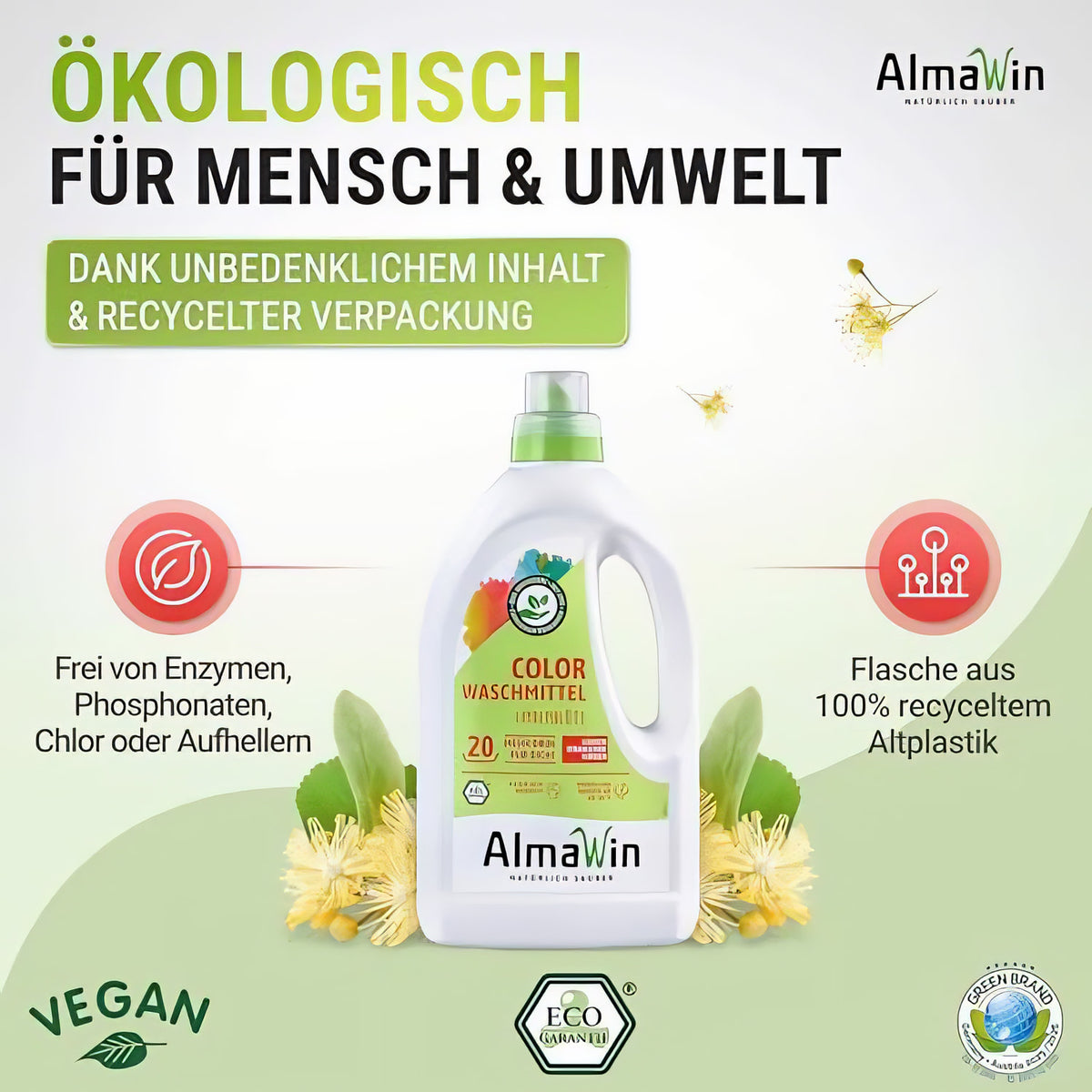 AlmaWin Color Waschmittel Flüssig - mit Lindenblüten — Abbildung 4