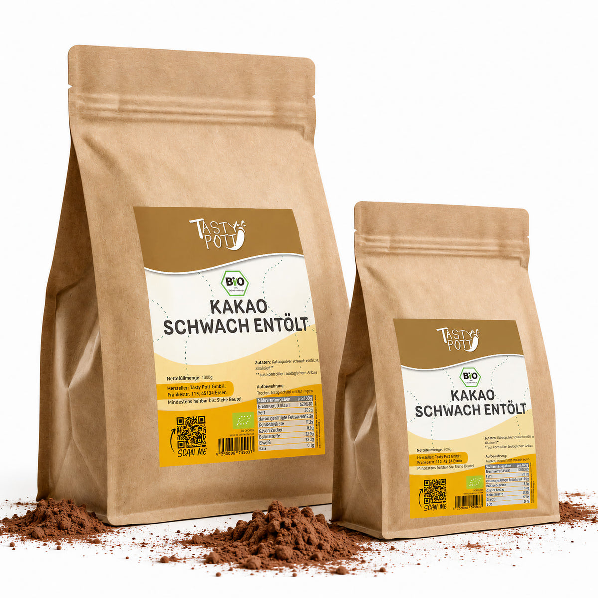 Tasty Pott Bio Kakao schwach entölt - 1kg Beutel