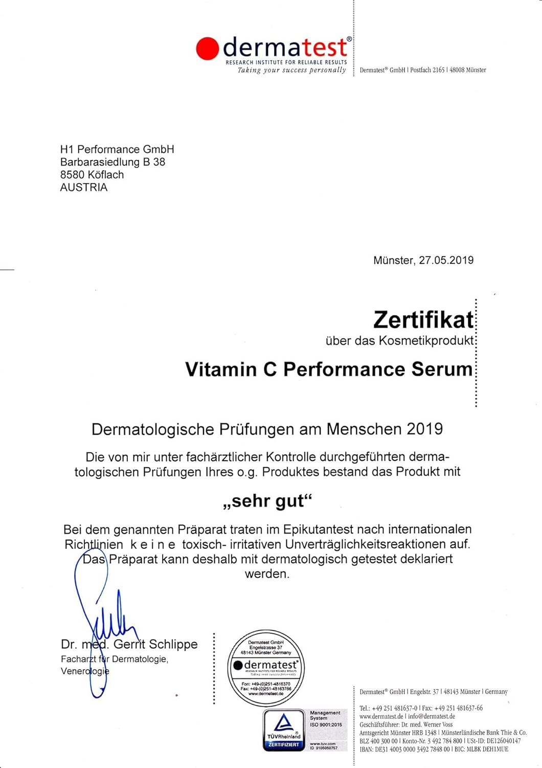 Hochdosiertes Vitamin C Serum von Cosphera in einer 50 ml Flasche, Hautpflege mit antioxidativen Wirkstoffen.