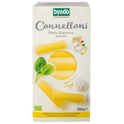 Byodo  Bio-Cannelloni, hell 250g - Große Röhrennudel für kreative Füllungen | 100% Bio-Hartweizengrieß | Vegan & Vegetarisch | Ohne Zuckerzusatz | Traditionell gewalzt