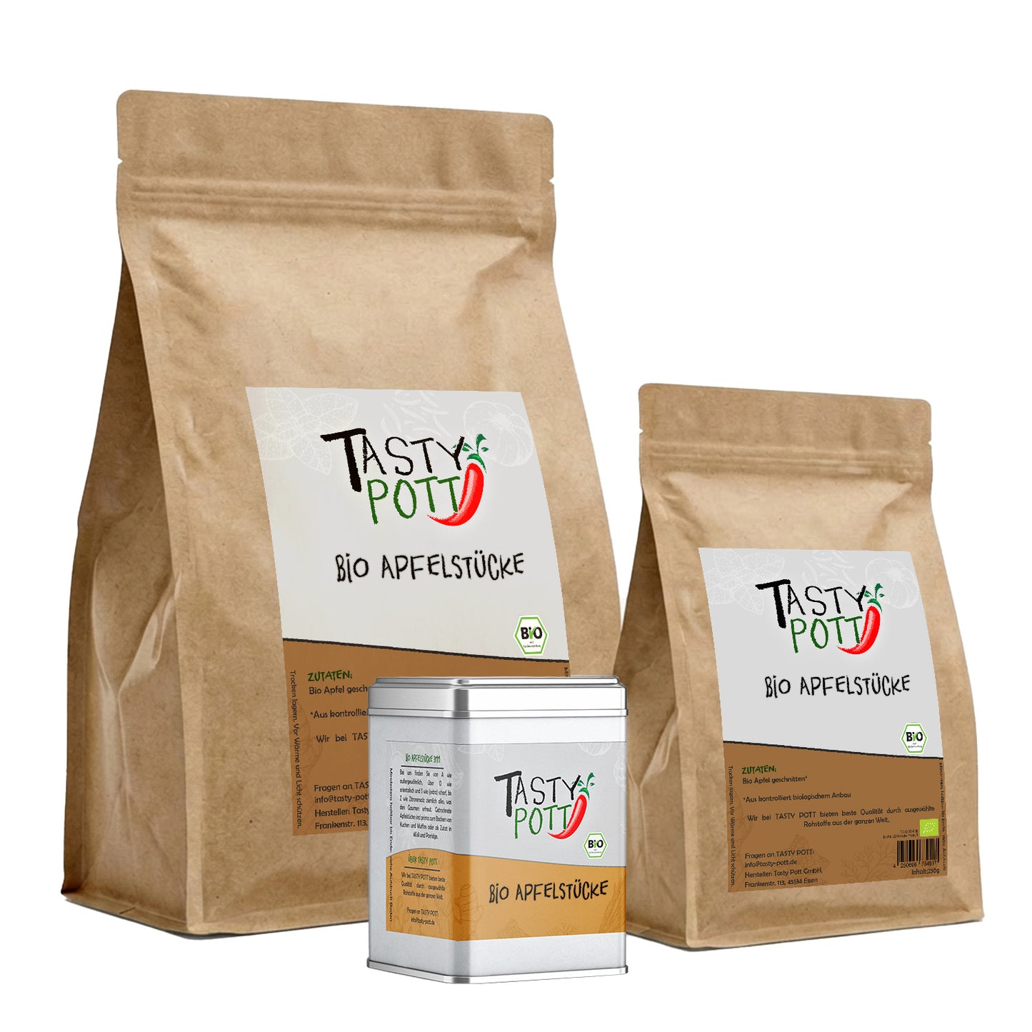 Tasty Pott Bio feine Apfelstücke - im Beutel