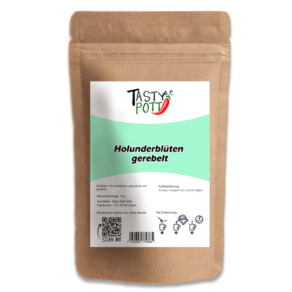 Tasty Pott Gerebelte Holunderblüten – natürlich getrocknet - im Beutel