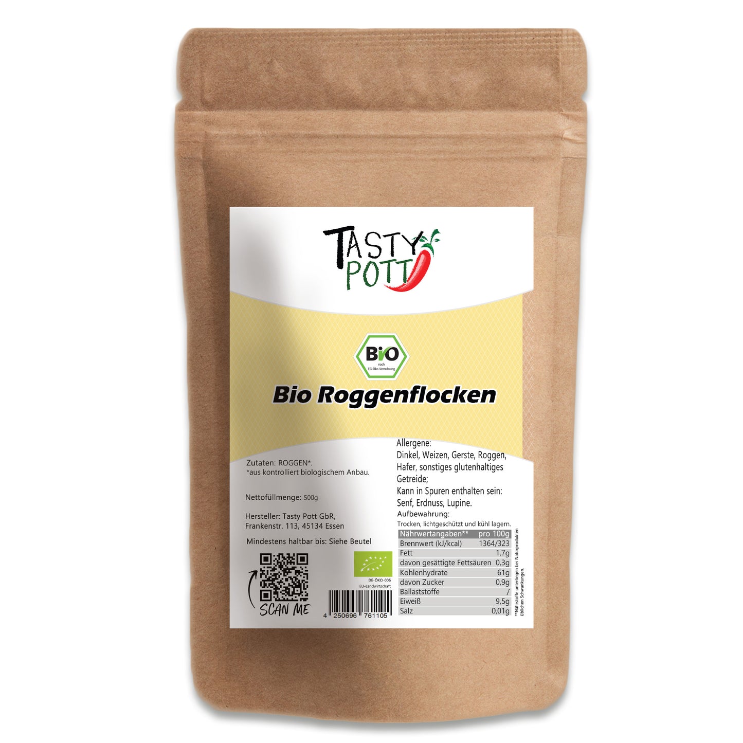 Tasty Pott Bio Roggenflocken - im Beutel