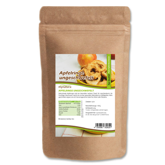 Mynatura getrocknete Apfelringe ungeschwefelt – ab 1000g - fit and life shop