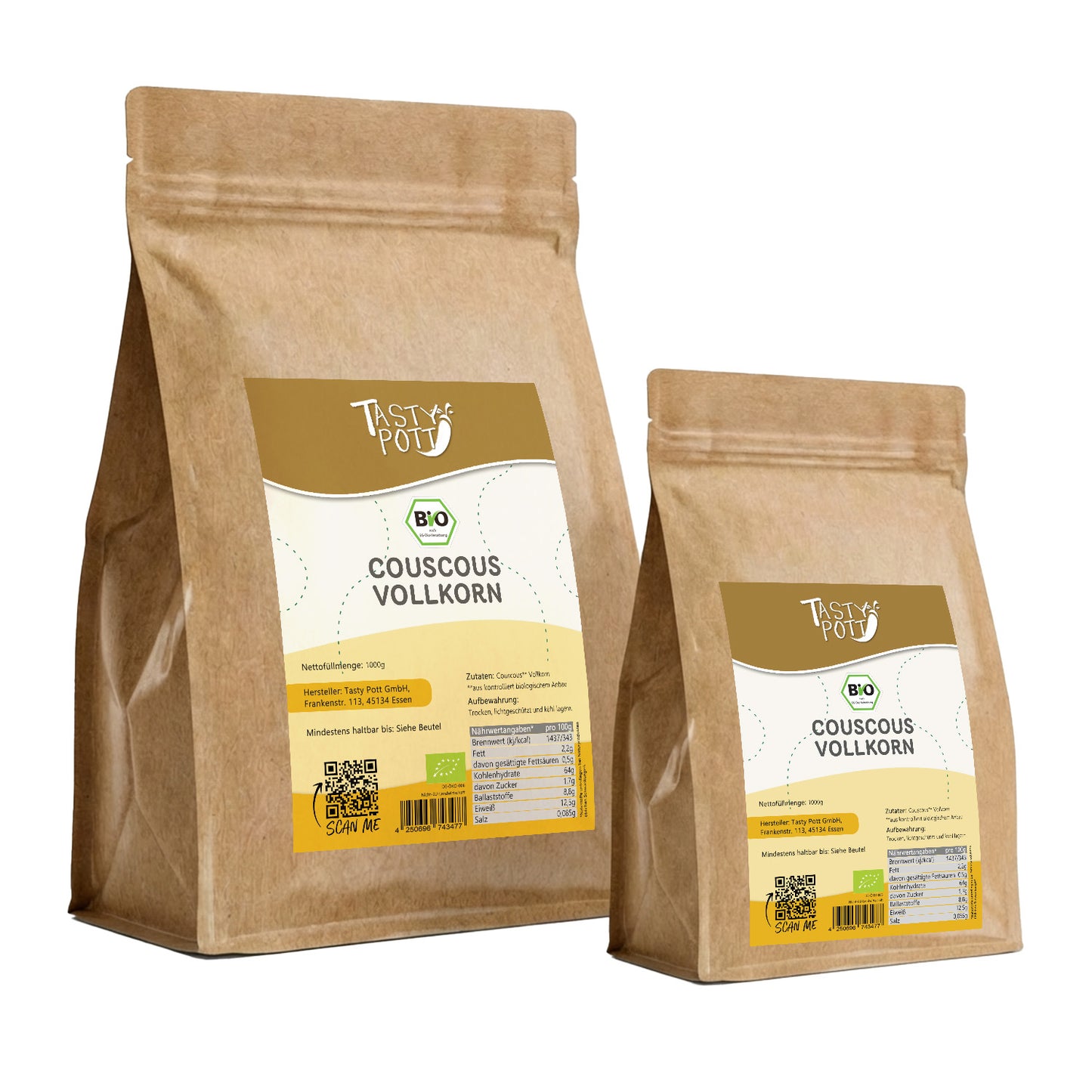 Tasty Pott Bio Vollkorn Couscous - im Beutel