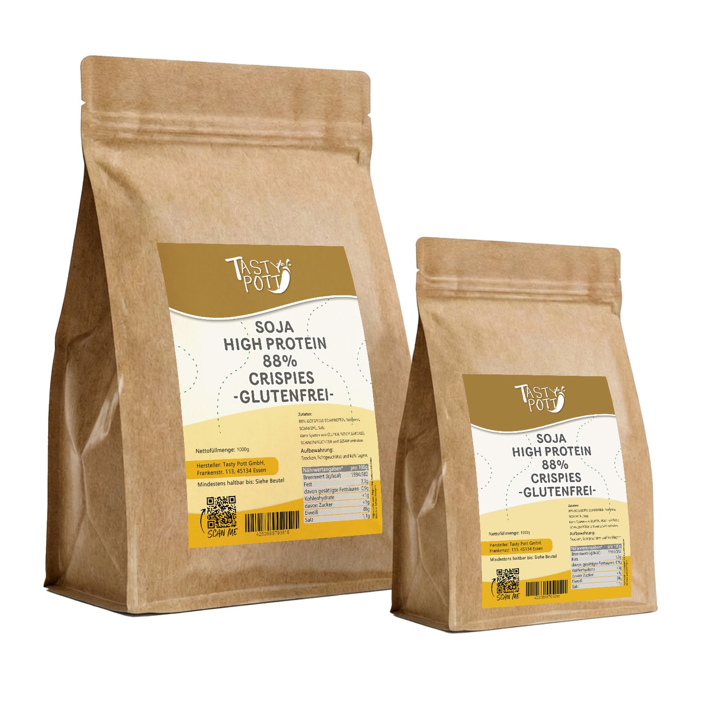 Tasty Pott High Protein Soja Crispies 88% Eiweiß - im Beutel