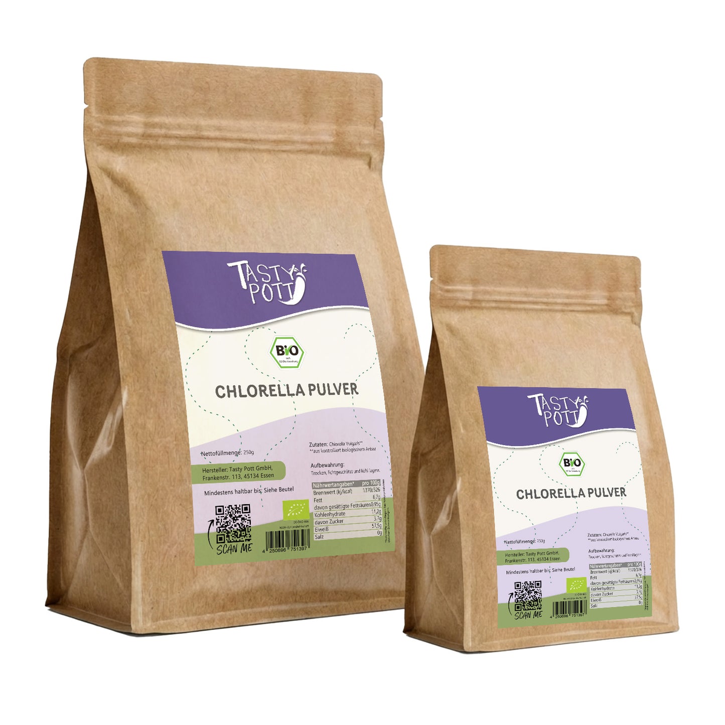 Tasty Pott Bio Chlorella Pulver - im Beutel