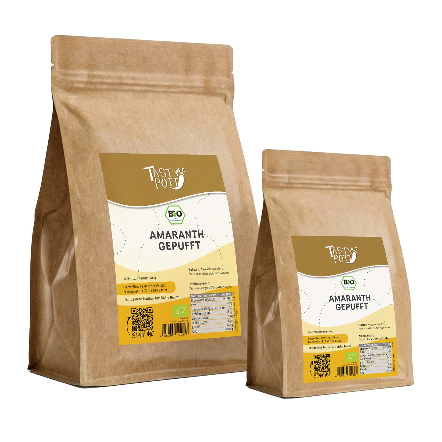 Tasty Pott Bio Amaranth gepufft - im Beutel