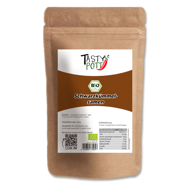 Tasty Pott Bio Schwarzkümmel ganze Samen - 1kg Beutel