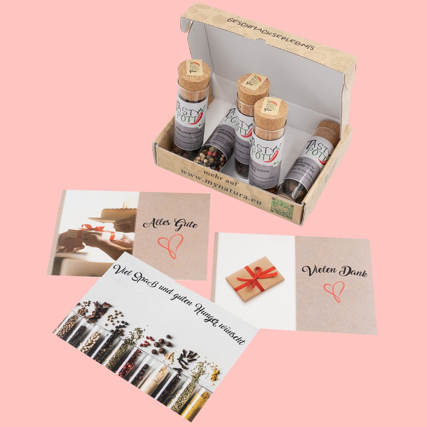 Tasty Pott Dank-Box - Gewürzset + Karte "Viel Spaß und guten Hunger"