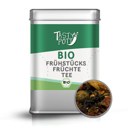 Tasty Pott Bio Frühstücks Früchte Tee 70g Dose