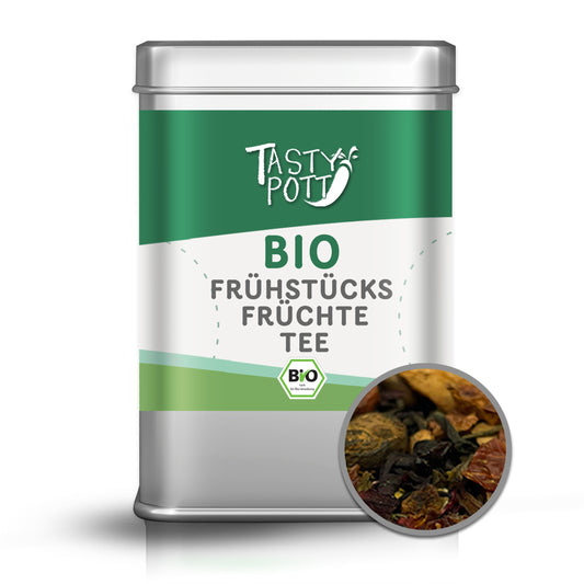 Tasty Pott Bio Frühstücks Früchte Tee 70g Dose