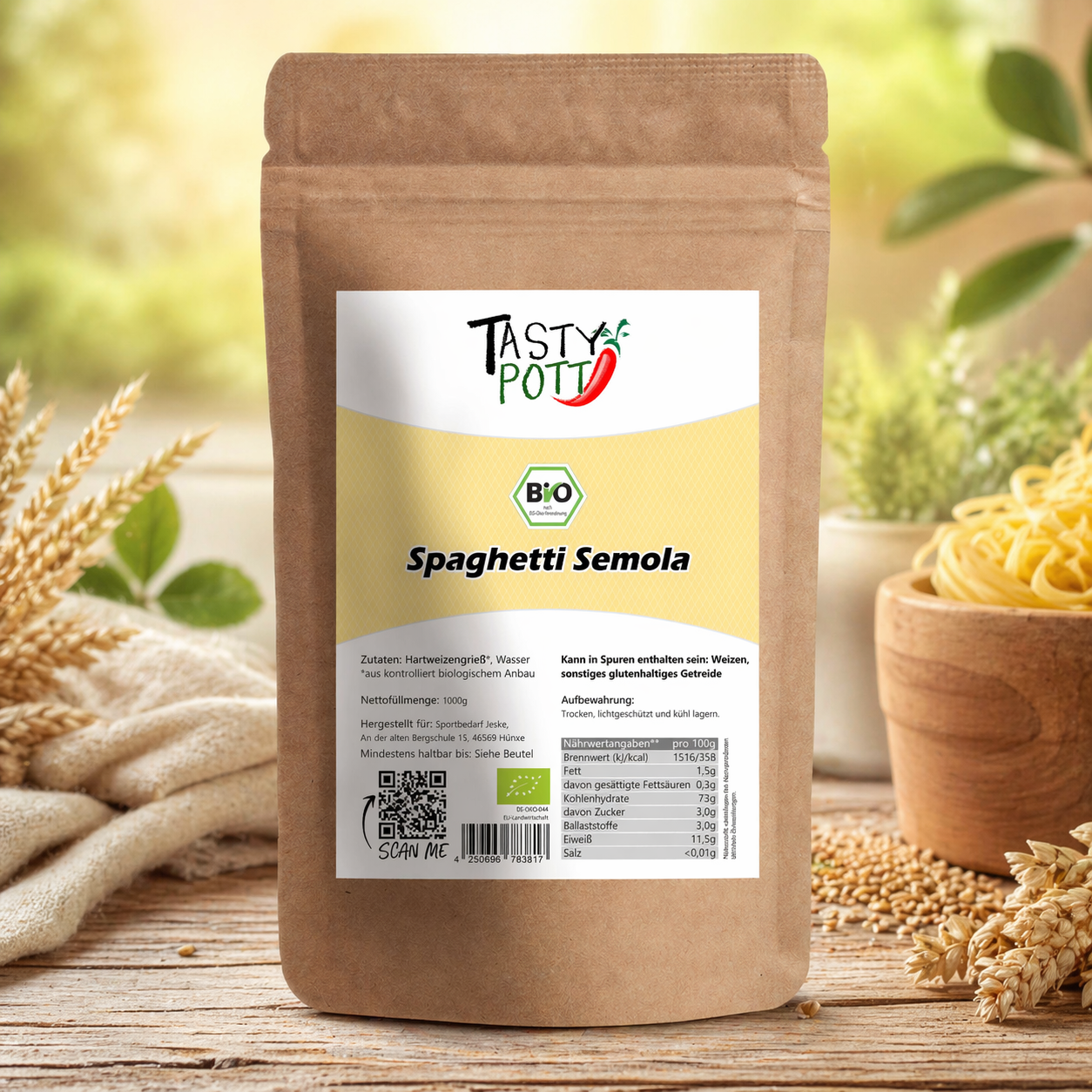 Tasty Pott Bio Spaghetti Semola - im Beutel