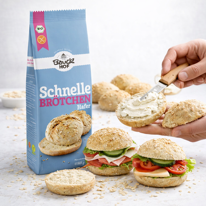 Bauckhof Schnelle Brötchen Hafer - Bio Backmischung - glutenfrei (6x 500g)