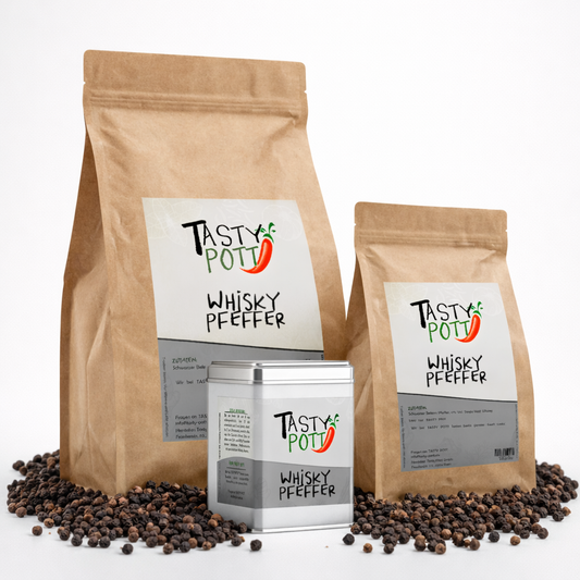 Tasty Pott Whisky Pfeffer schwarz - ganz 250g