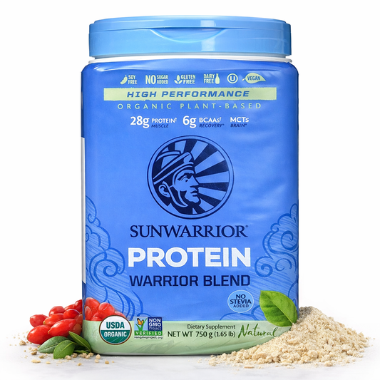 Muskelaufbau-Protein von Sunwarrior Warrior Blend in verschiedenen Sorten, 750g Packung, cremige Textur, natürliche Inhaltsstoffe