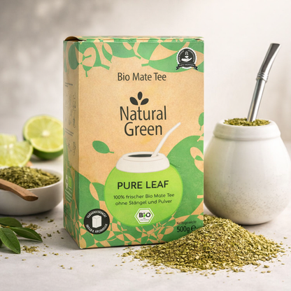 Bio Mate Tee Natural Green von Pure Leaf, grüner Mate Tee ohne Stängel, 500g, Kräuter- und Tee-Produkt
