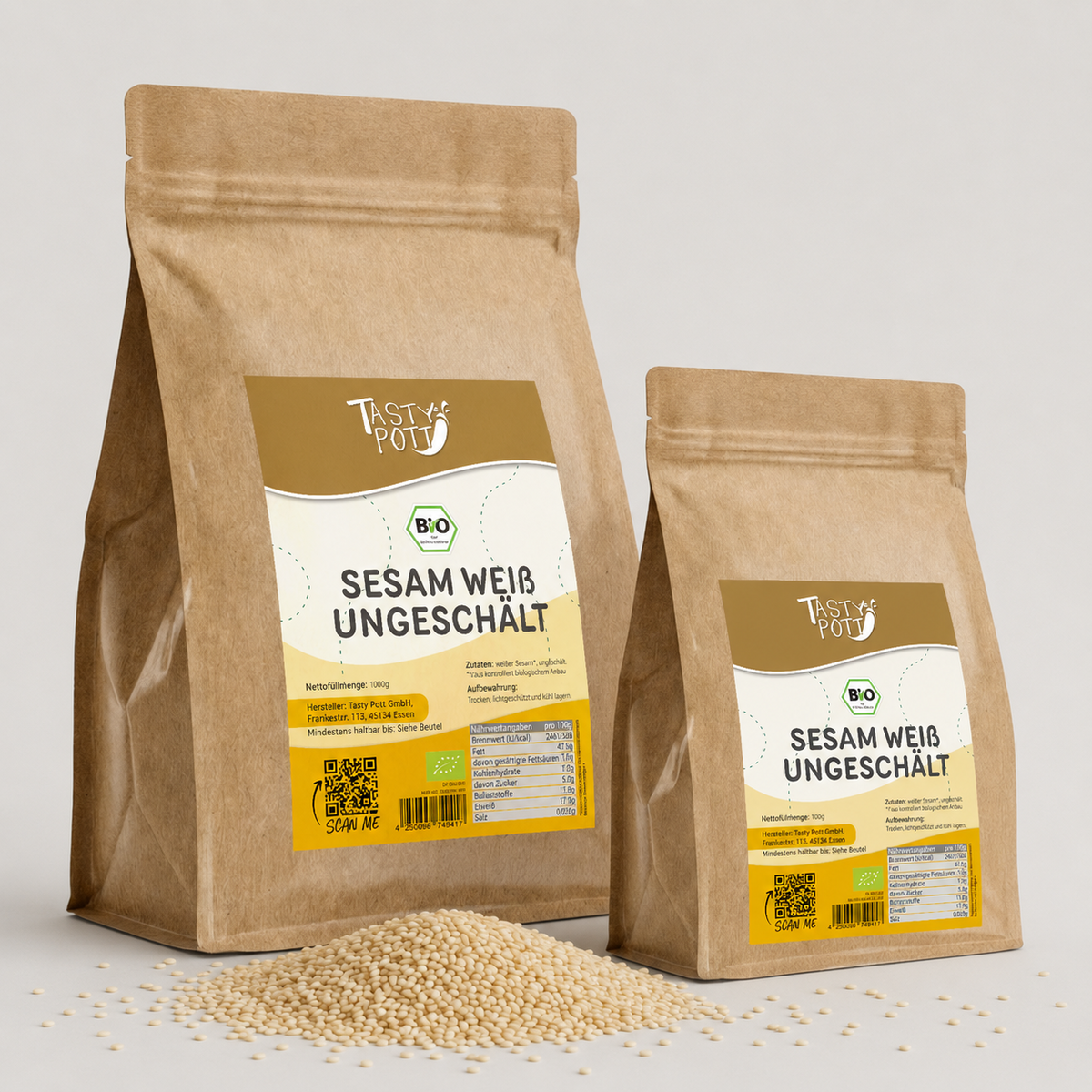 Tasty Pott bio Sesam weiß - Sesam ungeschält - im Beutel