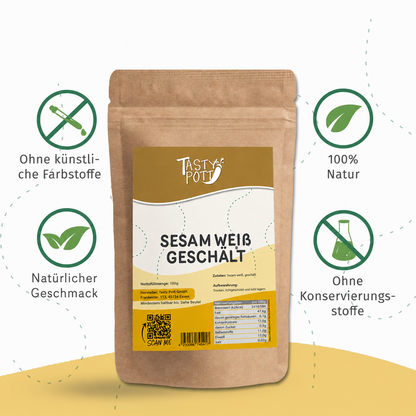 Tasty Pott weißer Sesam geschält - im Beutel