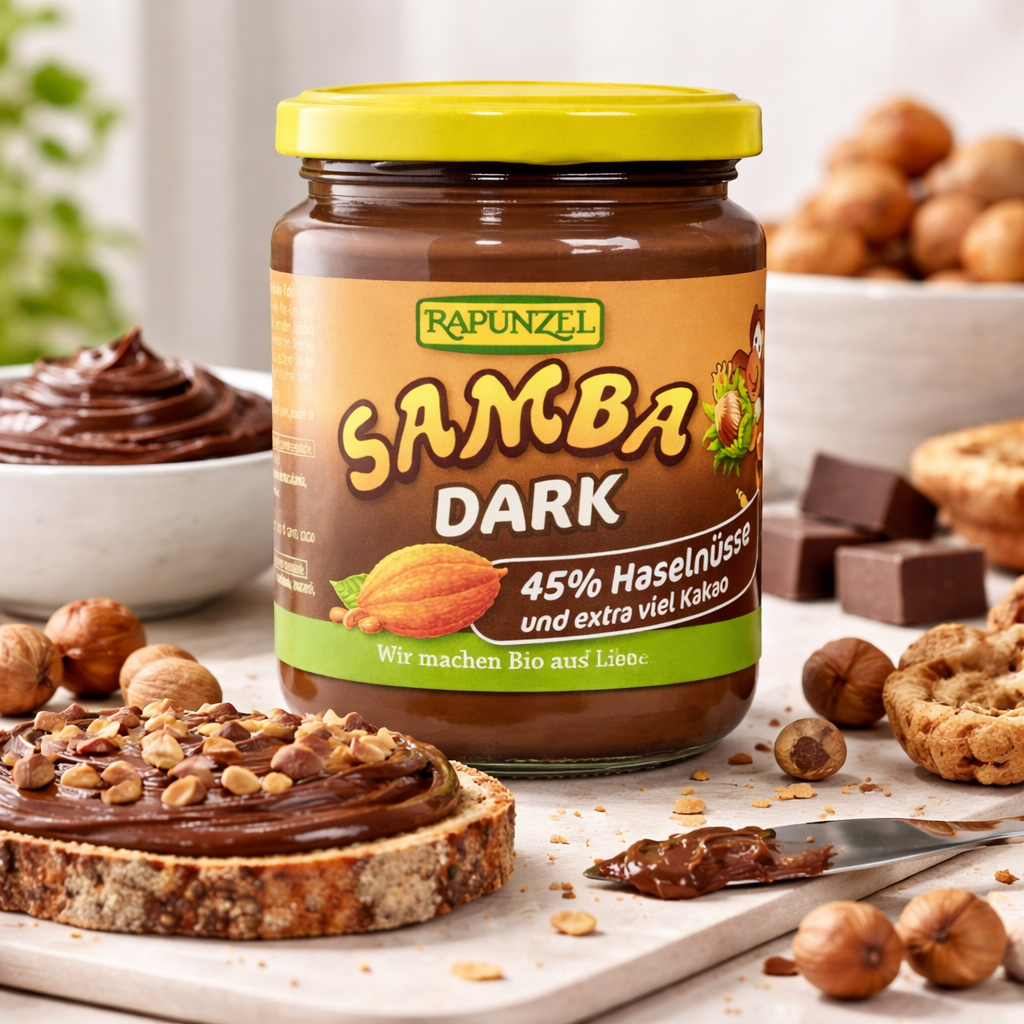 Bio Samba Dark von Rapunzel, dunkles Kakaopulver, 250g, für Kochen und Backen, fein gemahlen und aromatisch.