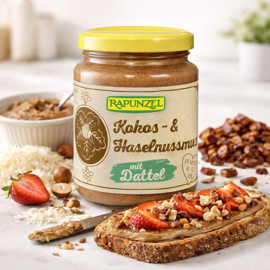 Rapunzel Bio Kokos-Haselnussmus mit Datteln, Kochzutat, cremig, naturbelassen, für Backen und Kochen, ab 250g, Bio-Qualität