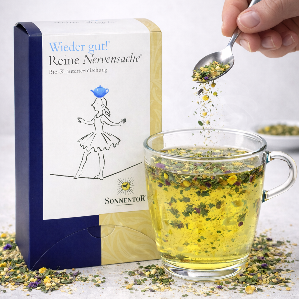 Bio Kräutertee "Wieder gut! Reine Nervensache" von Sonnentor, lose Teeblätter in einer Packung, für entspannenden Genuss