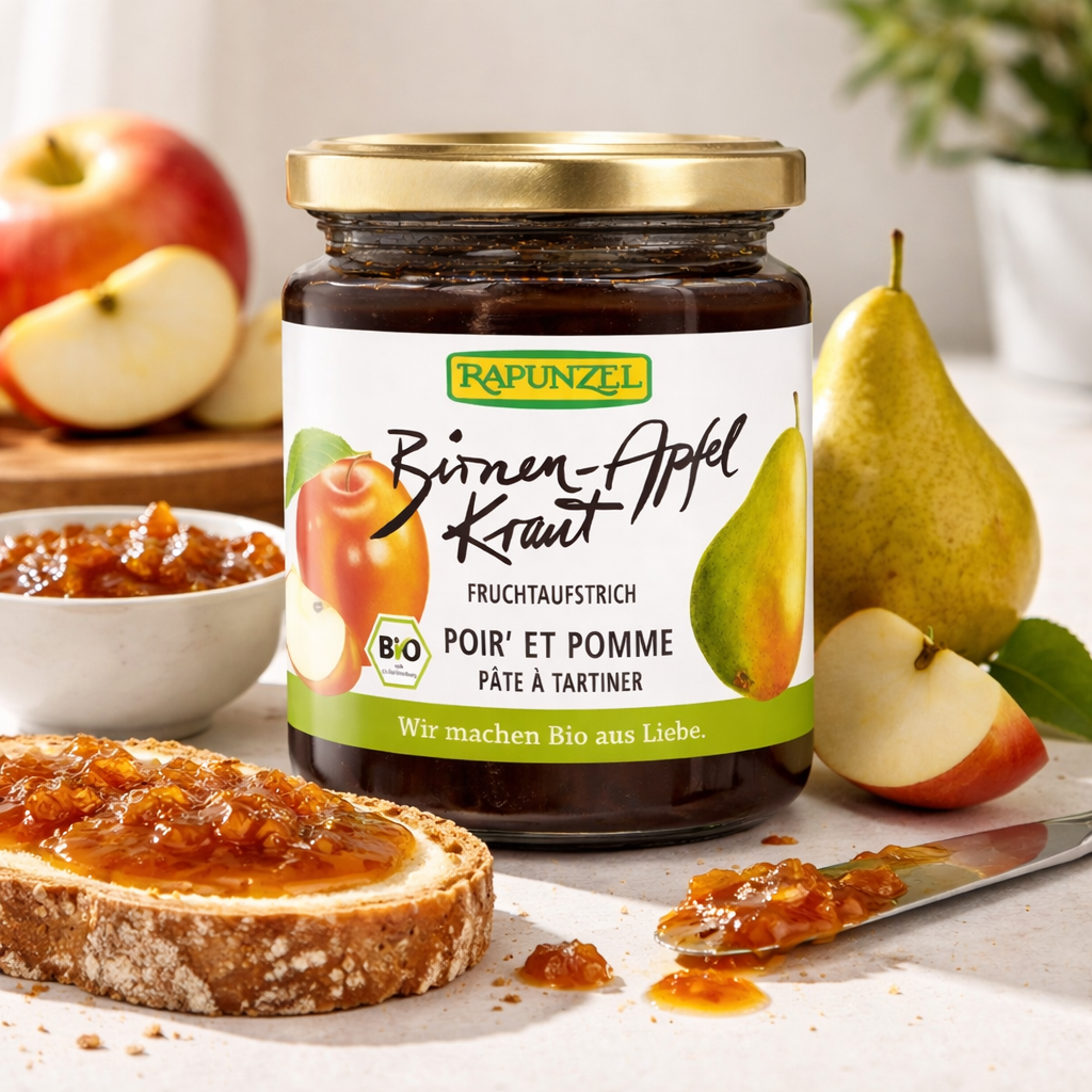 Frühstücks-Birnen-Apfel-Kraut von Rapunzel in 300g Glas, frisches, naturbelassenes Sauerkraut mit Birnen und Äpfeln