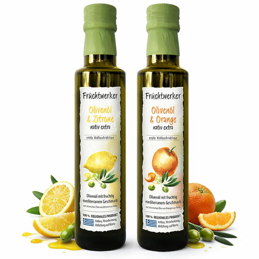 Fruchtwerker Olivenöl + Zitrone 250ml und Olivenöl + Orange 250ml Set