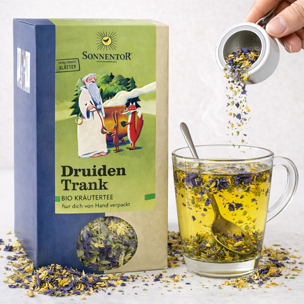 Bio Druidentrank Kräutertee von Sonnentor, loser Kräutertee für Frühstück, 2 x 50g in natürlicher Verpackung.