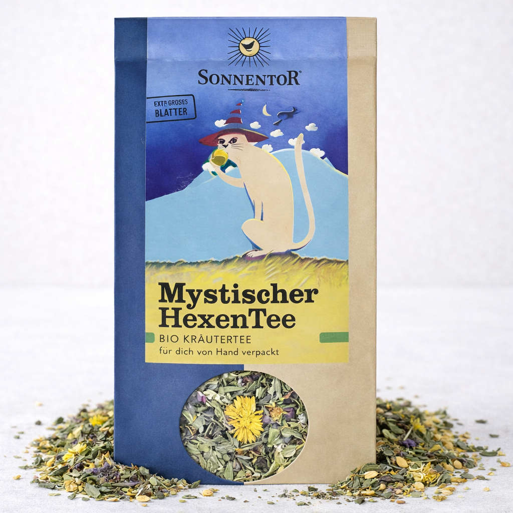 Bio Mystischer Hexen Tee von Sonnentor, lose, Frühstückstee mit Kräutern, in 6 x 40 g Packungen, sichtbarer Tee in loser Form