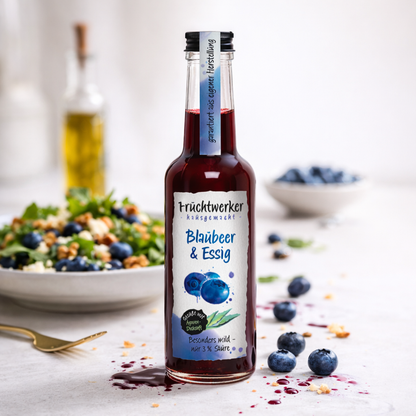 Fruchtwerker Frucht- und Essigset mit Blaubeere, Orange und Himbeere, 750ml Flaschen, natürliche Fruchtaromen in Glasflaschen