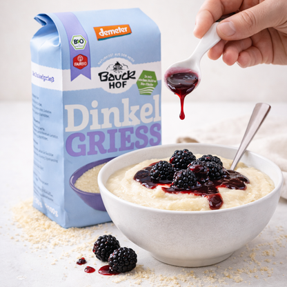 Vollkorn Dinkel-Mehrkorn für Frühstück, Bio-Qualität von Bauckhof, in 500g-Packung, naturbelassen und nährstoffreich