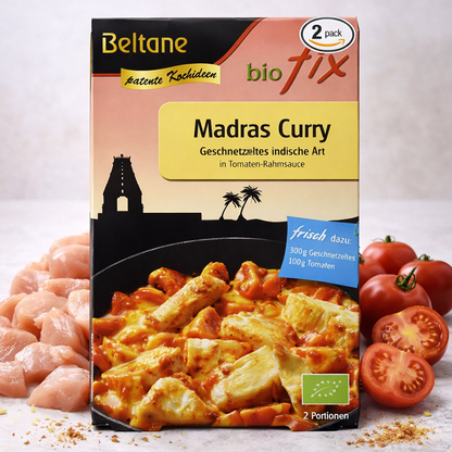 Beltane Biofix Bio Madras Curry Gewürzmischung, 2 x 19,7g, für authentisches Kochen, in Packung mit Gewürzglas
