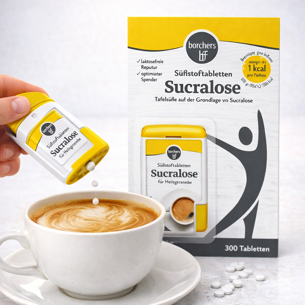 Borchers Sucralose Süßungstabletten für Tee, ab 300 Stück, natürliche Süße, praktische Tabletten in einer Verpackung