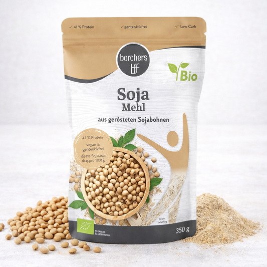 Borchers Bio Premium Sojamehl zum Backen, 350g, feines, naturbelassenes Sojamehl in Packung
