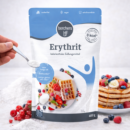 Borchers 100 % Erythrit Frühstück, 400g Packung mit weißem Erythrit-Zucker für Süßungsmittel und Backen
