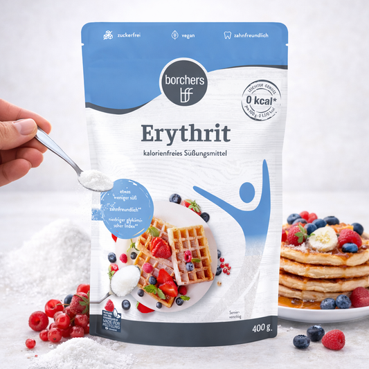 Borchers 100 % Erythrit Frühstück, 400g Packung mit weißem Erythrit-Zucker für Süßungsmittel und Backen