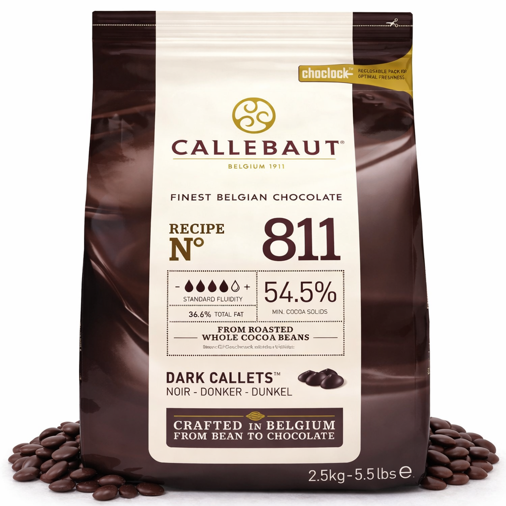 Zartbitterschokolade Callebaut Receipe No. 811 Kuvertüre Callets, 54,5% Kakao, zum Backen, 2500g, cremige Schokoladenkugeln