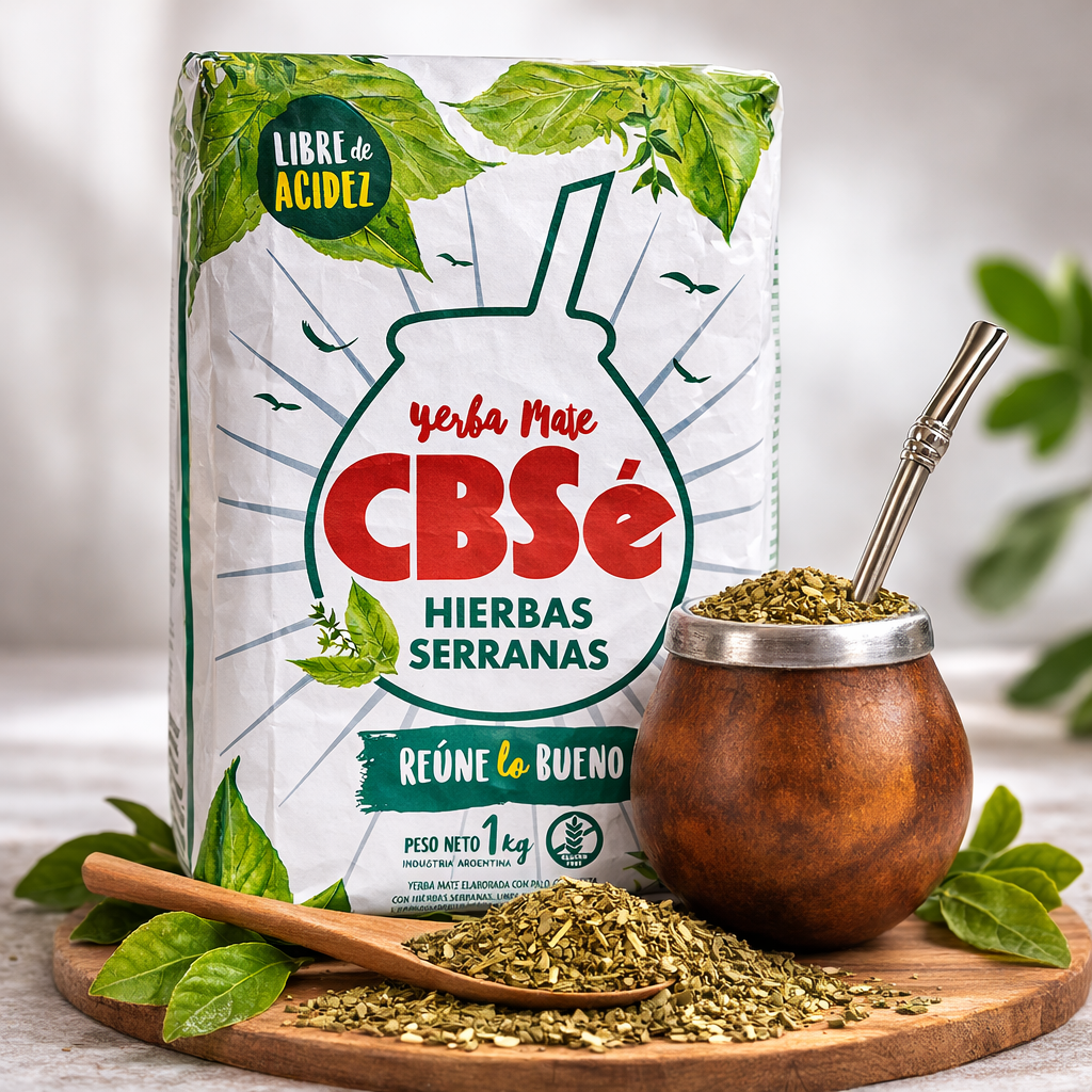 CBSé Hierbas Serranas Mate-Tee aus Argentinien, getrocknete Kräuter in einer Verpackung, 1kg Packung