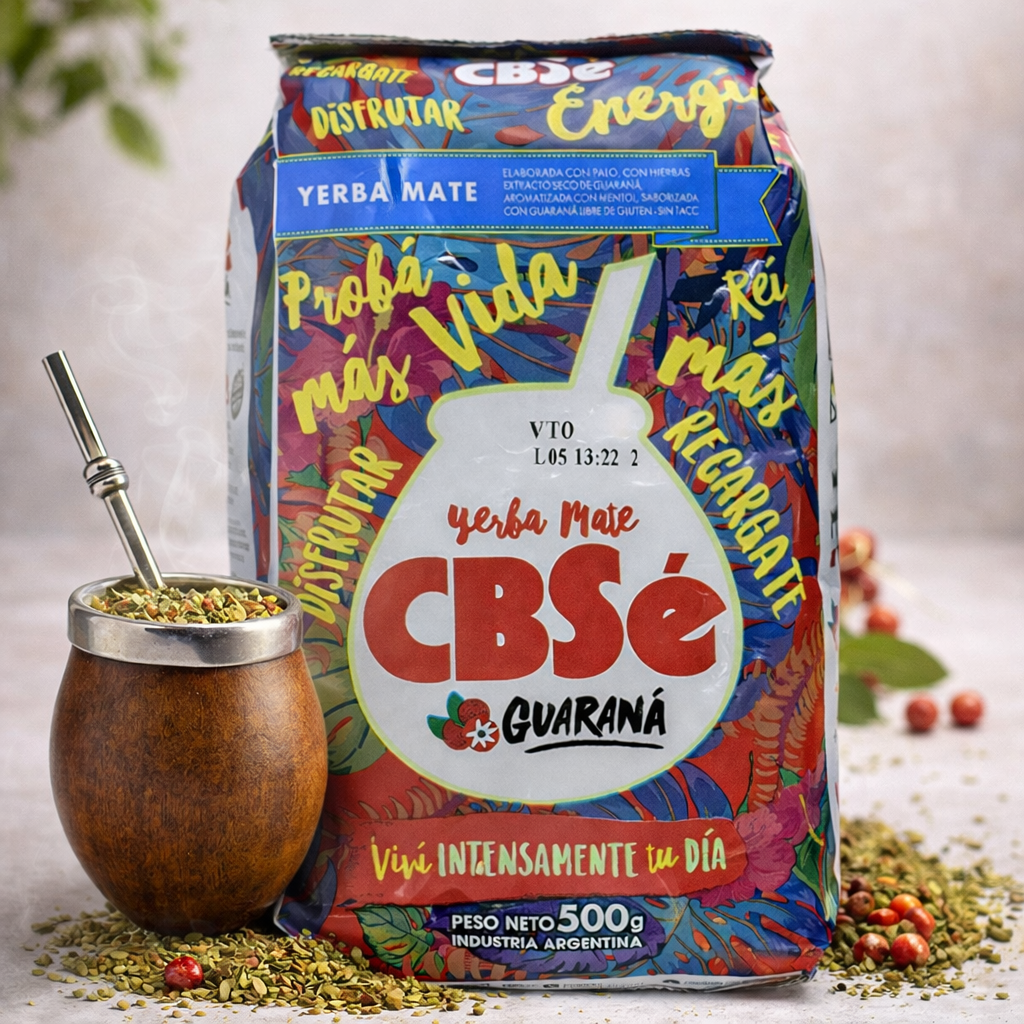 CBSé Guaraná Mate Tee aus Argentinien, 500g-Packung, frischer grüner Tee mit Guaraná-Note, naturbelassen und aromatisch.