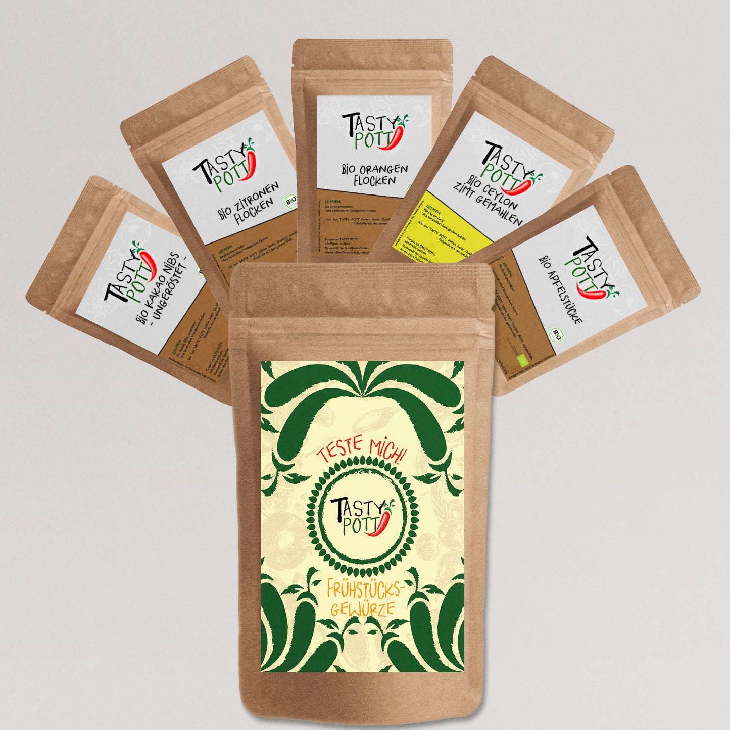 Tasty Pott Bio Frühstücksgewürze Set - 5x 30g Probiergrößen