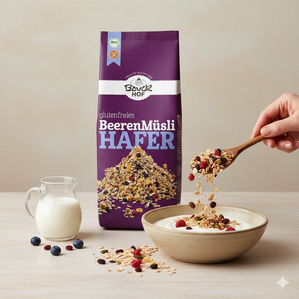 Bauckhof Hafermüsli Beeren glutenfrei (1 x 425 g) - Bio - fit and life shop