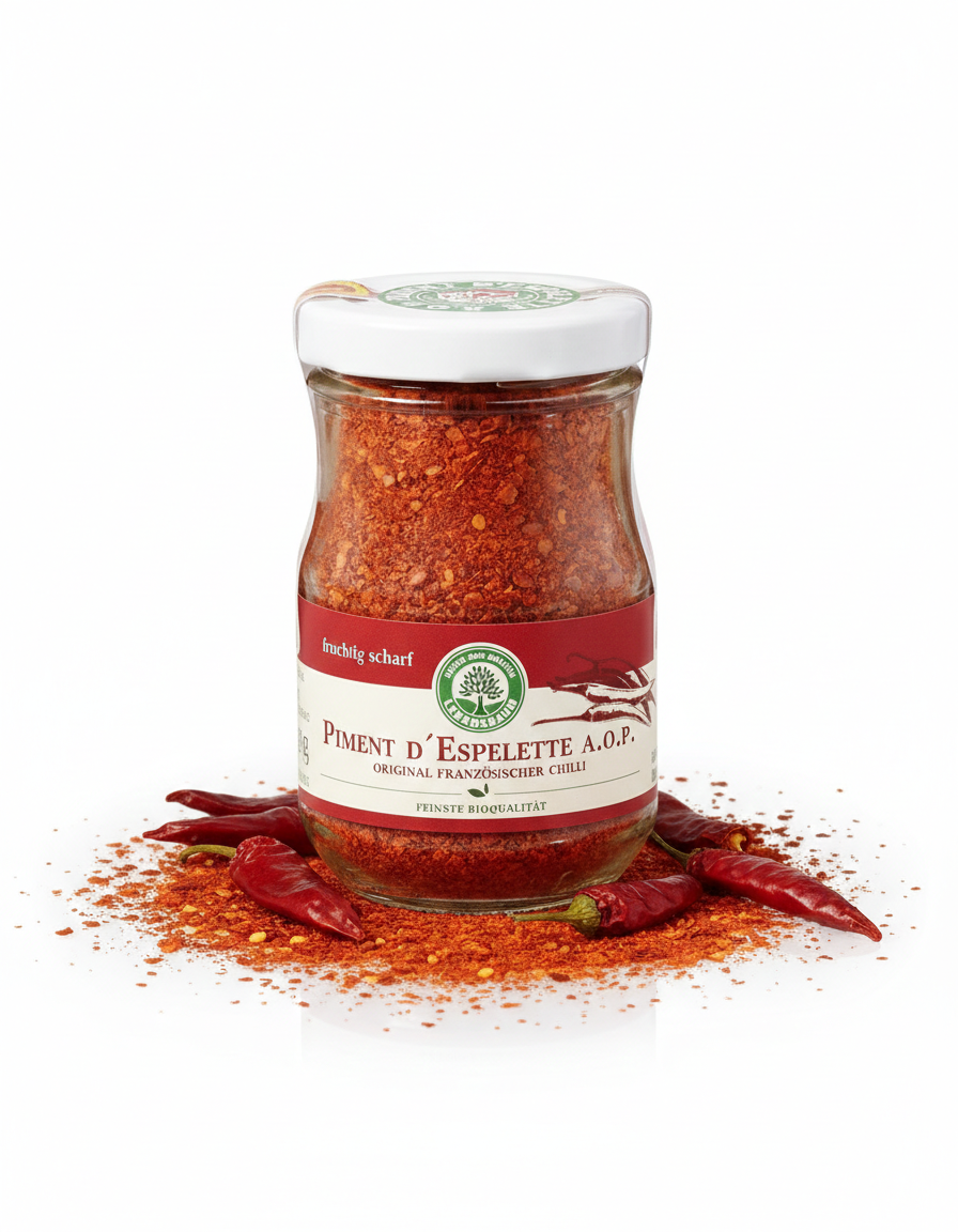 Lebensbaum Piment d'Espelette A.O.P. in einer Gewürzdose, französischer Chilli, ideal zum Würzen, ab 50 g