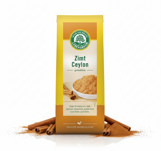 Gemahlener Bio Zimt Ceylon von Lebensbaum in einer Gewürzdose, ideal für Backen und Kochen, 50g.