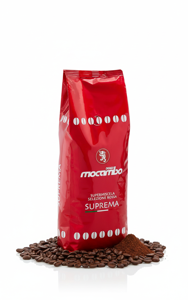 Mocambo Suprema Kaffeebohnen 1kg, frisch geröstete Kaffeebohnen für Frühstück, von Macambo in einer offenen Packung