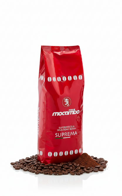 Mocambo Suprema Kaffeebohnen 1kg, frisch geröstete Kaffeebohnen für Frühstück, von Macambo in einer offenen Packung