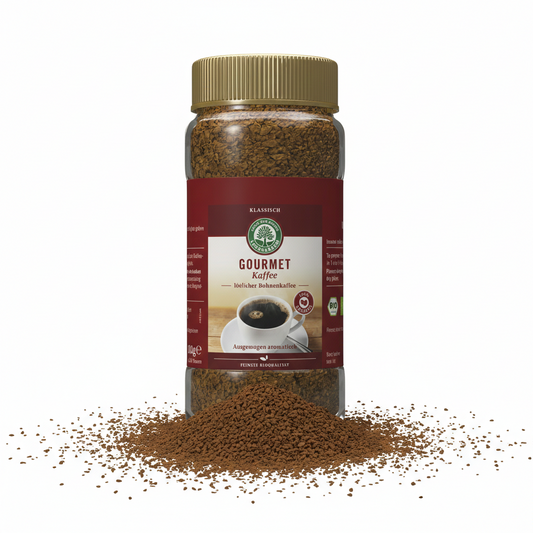 Lebensbaum Bio Gourmet Kaffee Instant, 3 x 100g, Frühstückskaffee in Dose, aromatischer Bio-Kaffee für den Morgen.