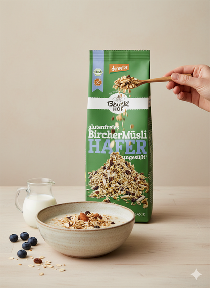 Bauckhof Bio Hafer Müsli Bircher glutenfrei Dem 450g - fit and life shop